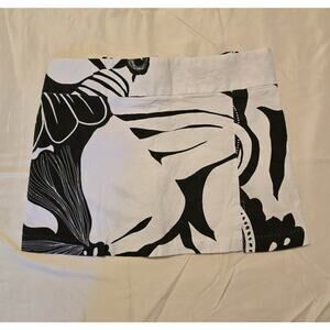 Vintage Y2K Exact Change Black White Abstract Jungle Floral Mini Skirt Size 5